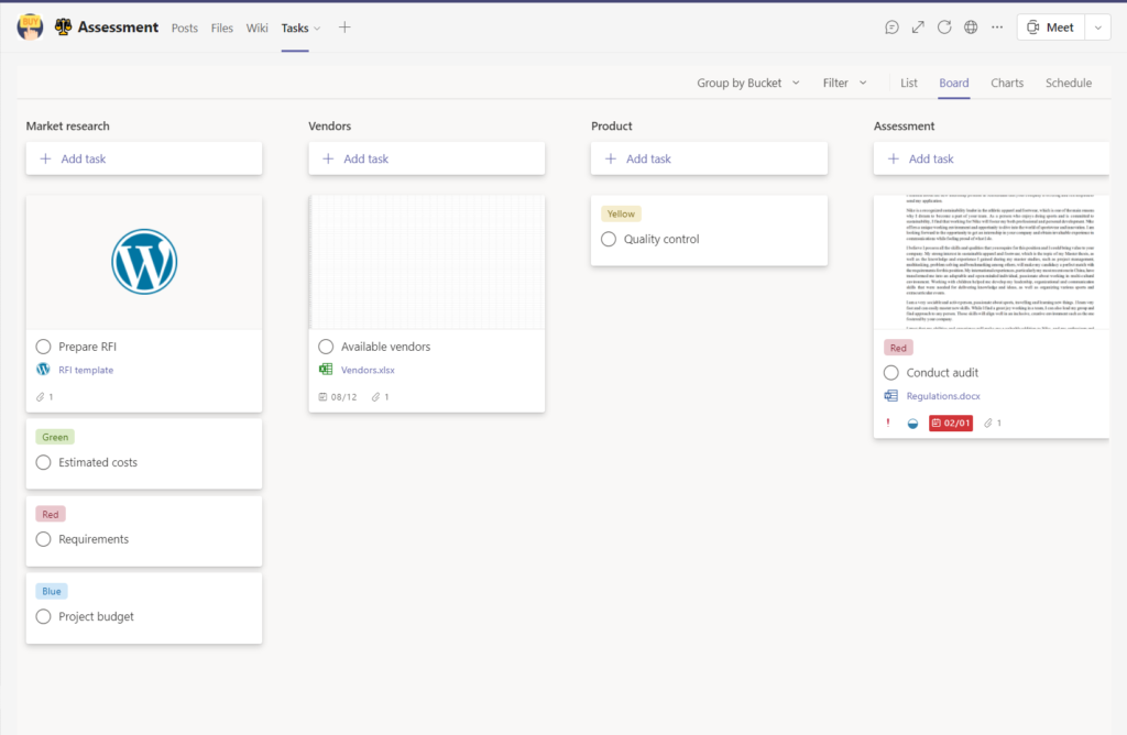 Procurement template tasks